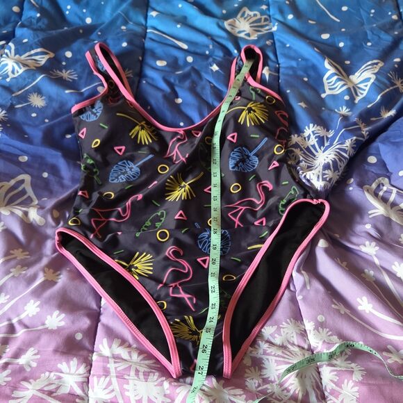 Other - Undercurrent Tropical Multicolor One Piece Swimsuit Wide Straps Lined M Flamingo